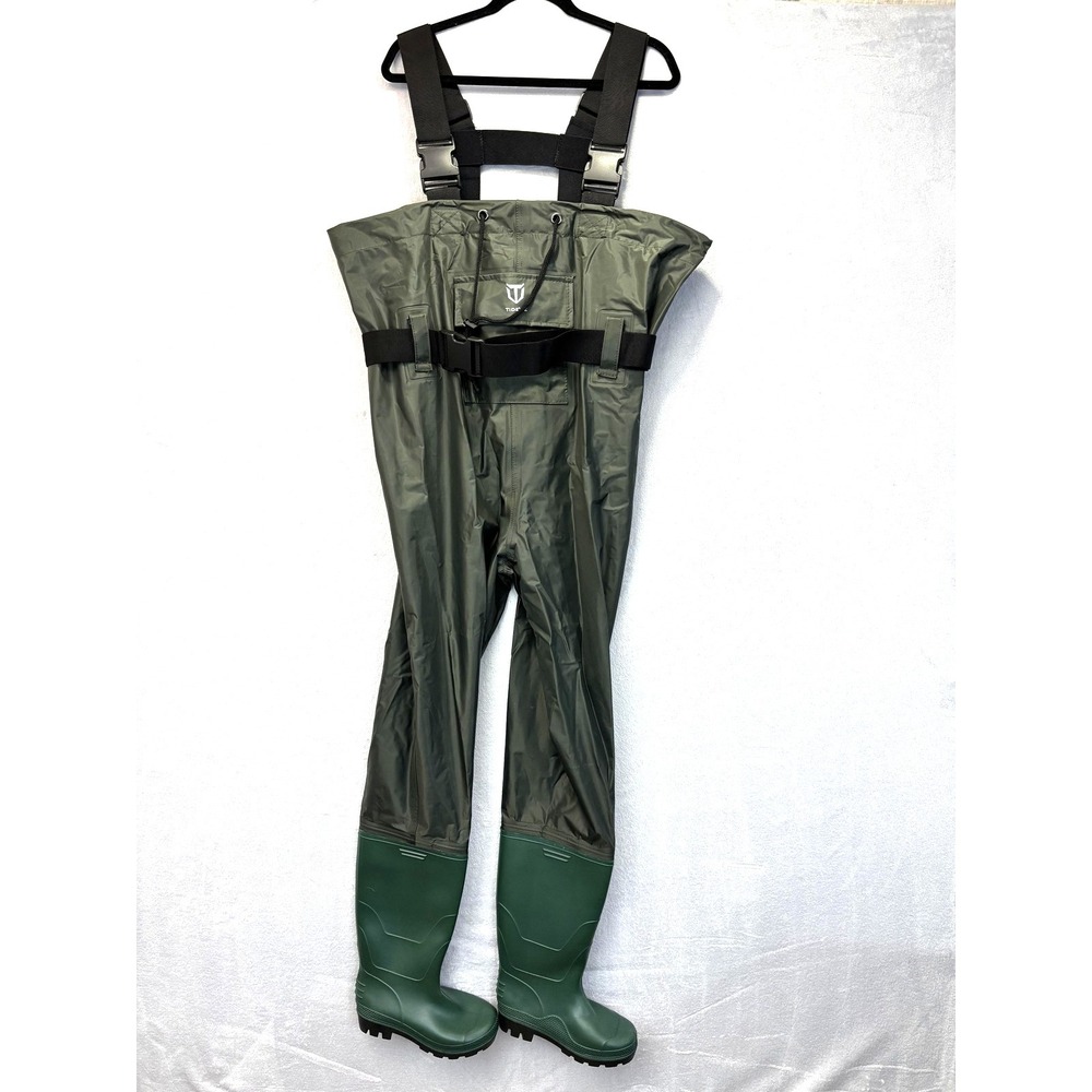 TIDEWE Bootfoot Chest Waders Mens Shoe Sz 5 PVC Green Waterproof Fishing Hunting
